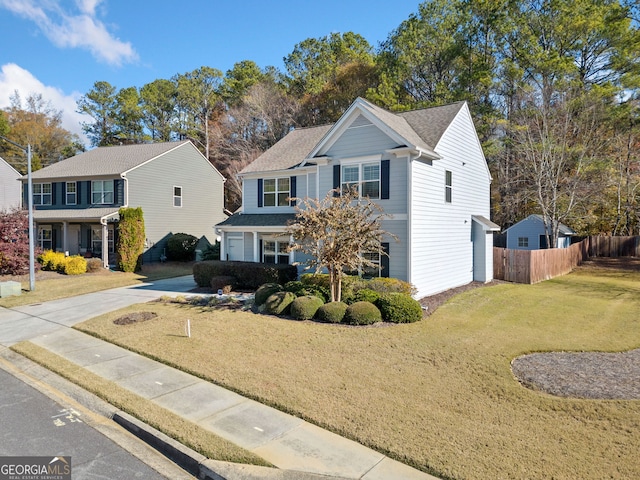 view of front of home with a front lawn