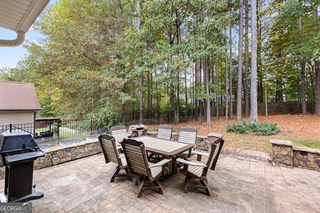 view of patio / terrace featuring a grill