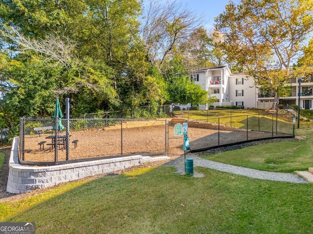 view of play area with a yard