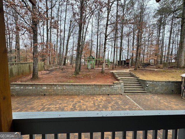 view of yard featuring a playground