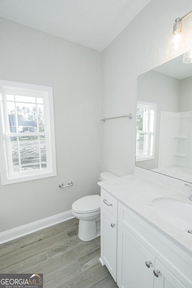 184 The Villas Way, Kingsland, GA 31548 - bathroom with vanity, wood-type flooring, plenty of natural light, and toilet