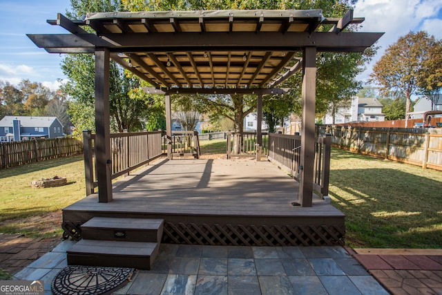 view of patio with a wooden deck and a pergola