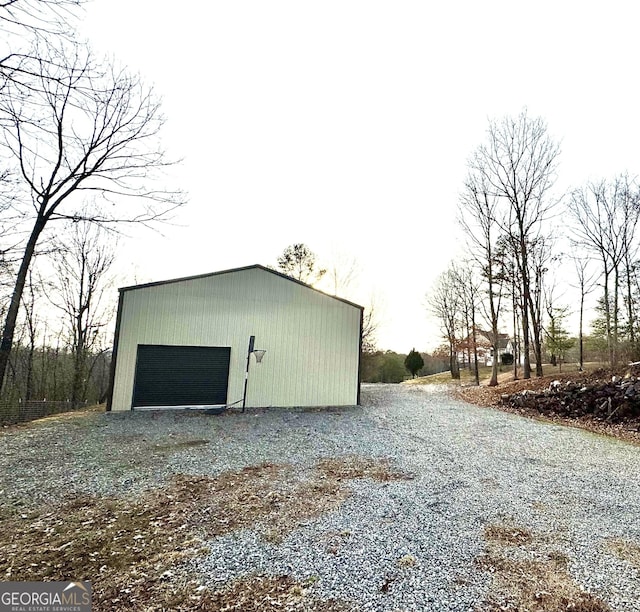 view of detached garage