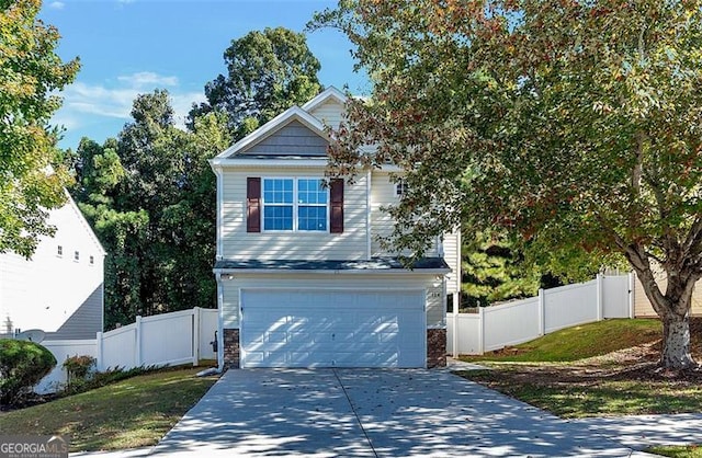 view of front of house with a garage