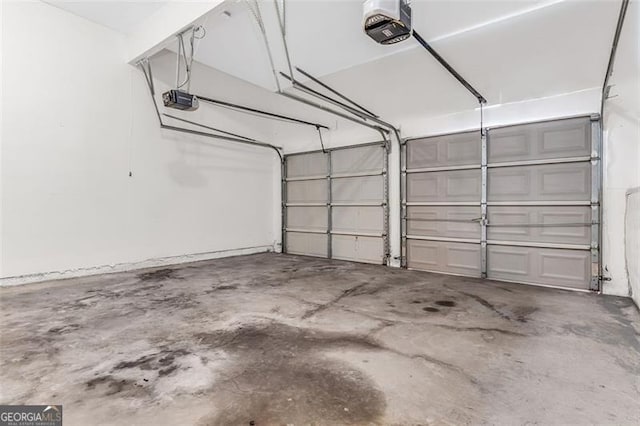 garage with a garage door opener