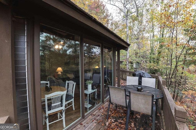 deck featuring a sunroom