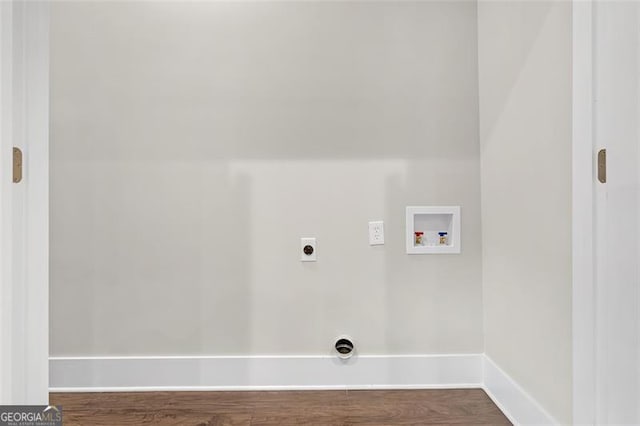 washroom featuring washer hookup, electric dryer hookup, and hardwood / wood-style floors