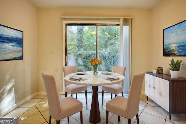 view of tiled dining space