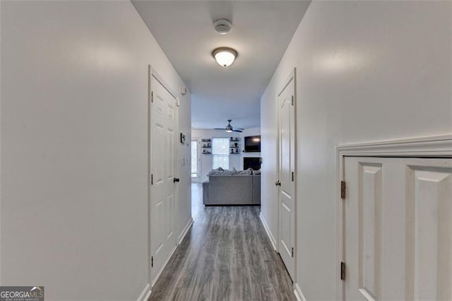 hall featuring dark hardwood / wood-style flooring