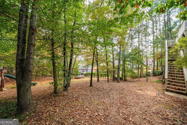 view of yard featuring a playground