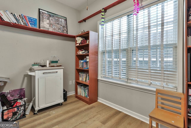 interior space with light hardwood / wood-style floors