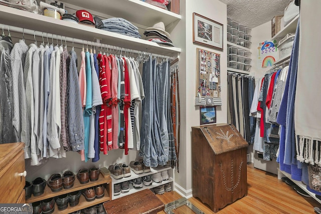 spacious closet featuring wood finished floors