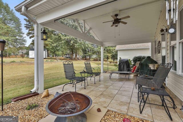 view of patio / terrace with ceiling fan