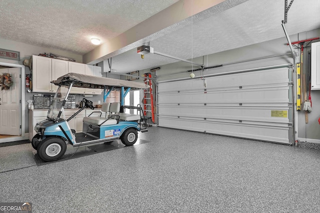 garage with a garage door opener