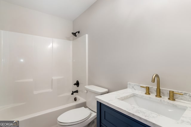 full bathroom featuring vanity, toilet, and bathtub / shower combination