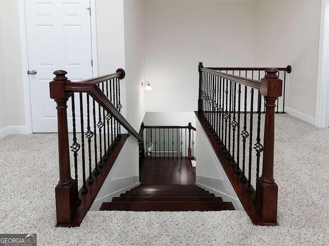 staircase with carpet