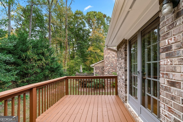 wooden terrace with french doors