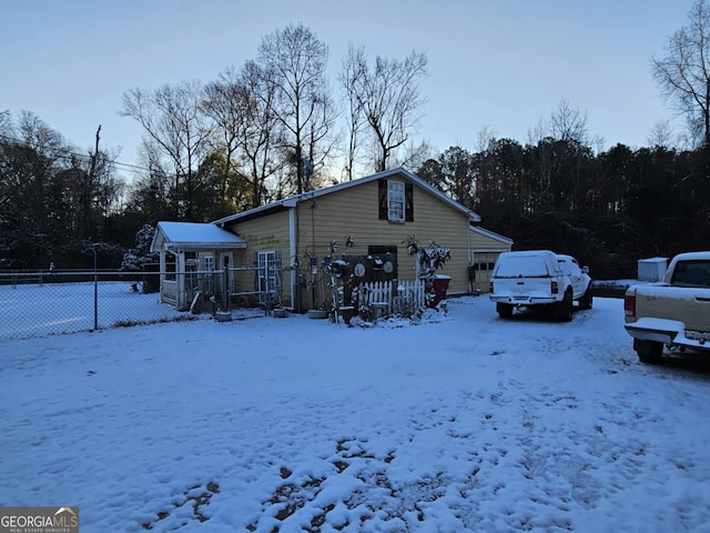 view of snow covered exterior