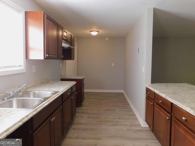 kitchen featuring light wood-type flooring and sink