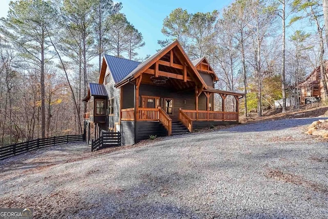 view of log home