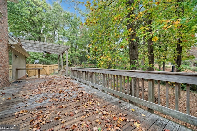 deck featuring a pergola