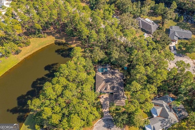 bird's eye view featuring a water view