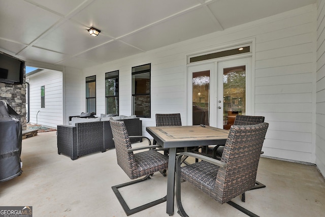 view of patio / terrace featuring french doors