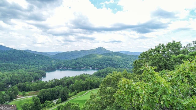 mountain view featuring a water view