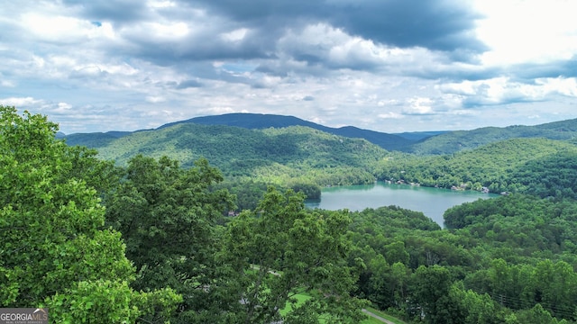 mountain view featuring a water view