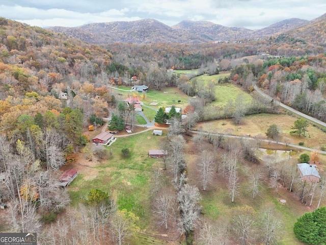 aerial view featuring a mountain view