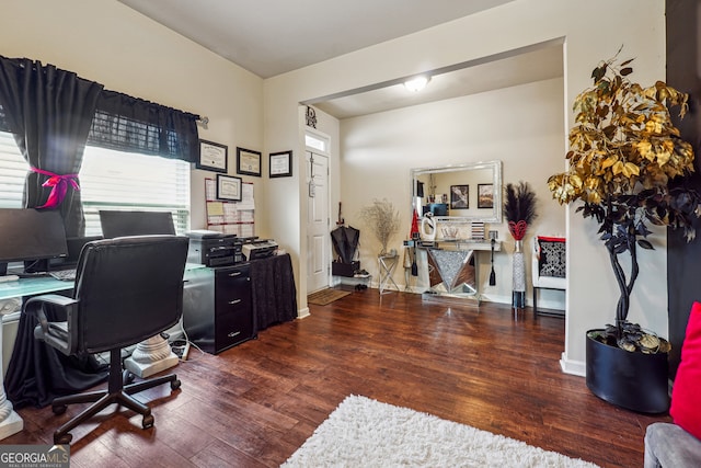 office area featuring dark hardwood / wood-style flooring