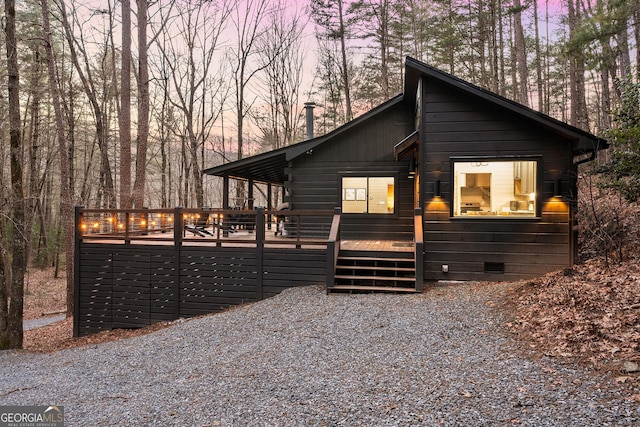852 Stanley Creek Rd, Cherry Log, GA 30522 - view of front of home with crawl space and a wooden deck