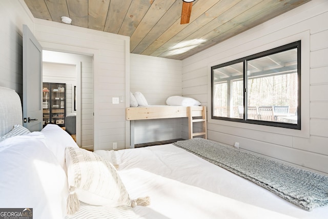 bedroom featuring wooden ceiling