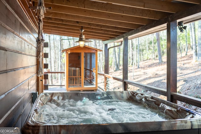 interior space featuring a hot tub