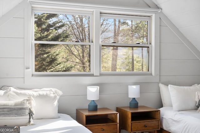 bedroom with vaulted ceiling