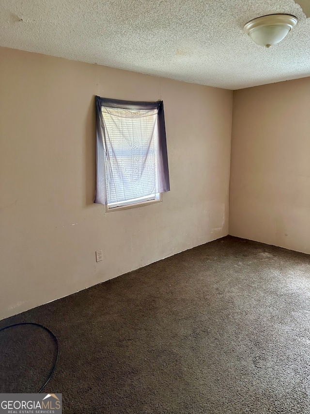 empty room featuring a textured ceiling and carpet