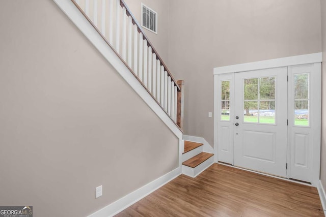 foyer entrance featuring light wood-type flooring