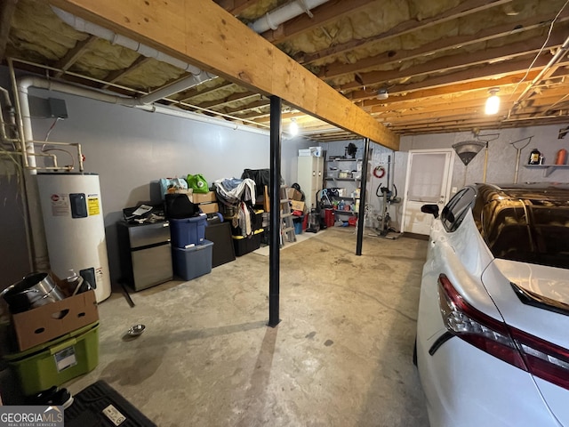 basement featuring water heater