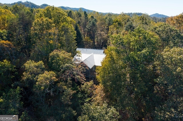 bird's eye view with a mountain view