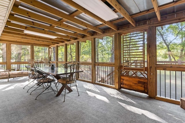 unfurnished sunroom with a skylight and a healthy amount of sunlight