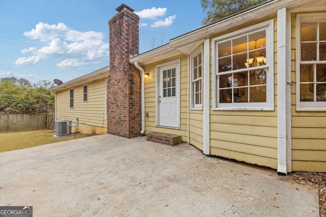 exterior space featuring a patio and central air condition unit