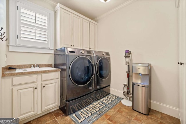 laundry room with dark hardwood / wood-style flooring and ornamental molding