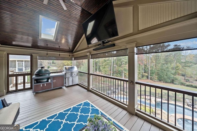 deck featuring a pergola