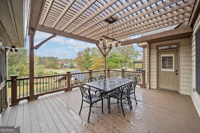 wooden terrace with a pergola