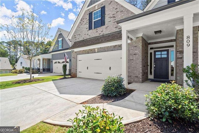 exterior space featuring a garage