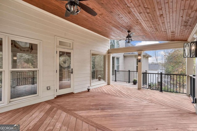 deck featuring ceiling fan