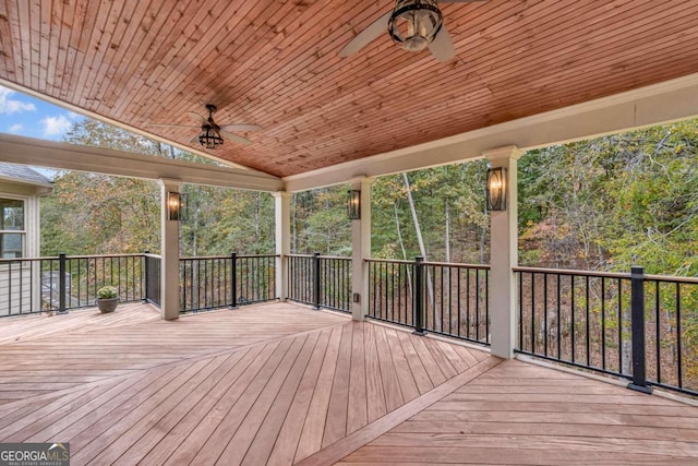 deck featuring ceiling fan