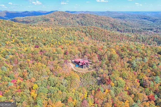 birds eye view of property featuring a mountain view