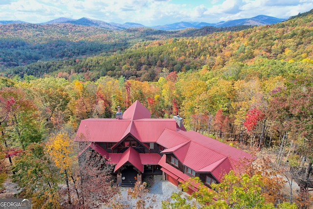 bird's eye view with a mountain view