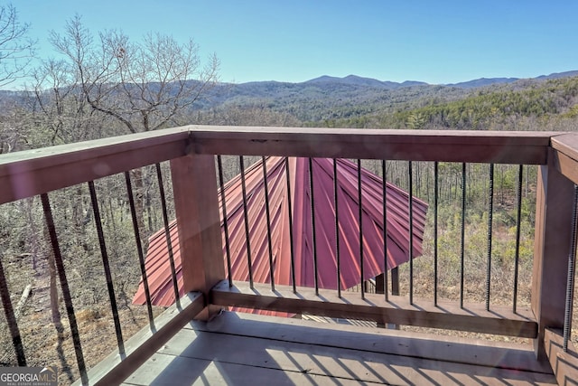 deck featuring a mountain view